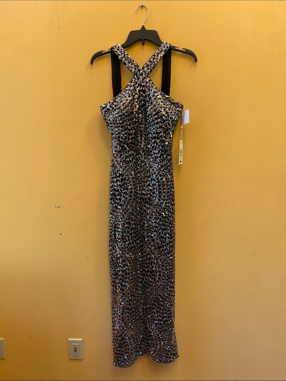 Size 6 Silver Sequin Evening Gown